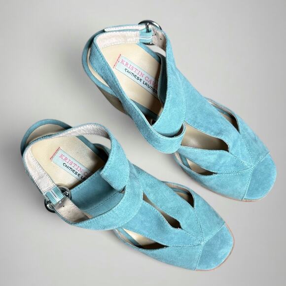 Kristin Cavallari by Chinese Laundry Lara Crisscross Heeled Sandal in Jade Suede - Picture 8 of 8